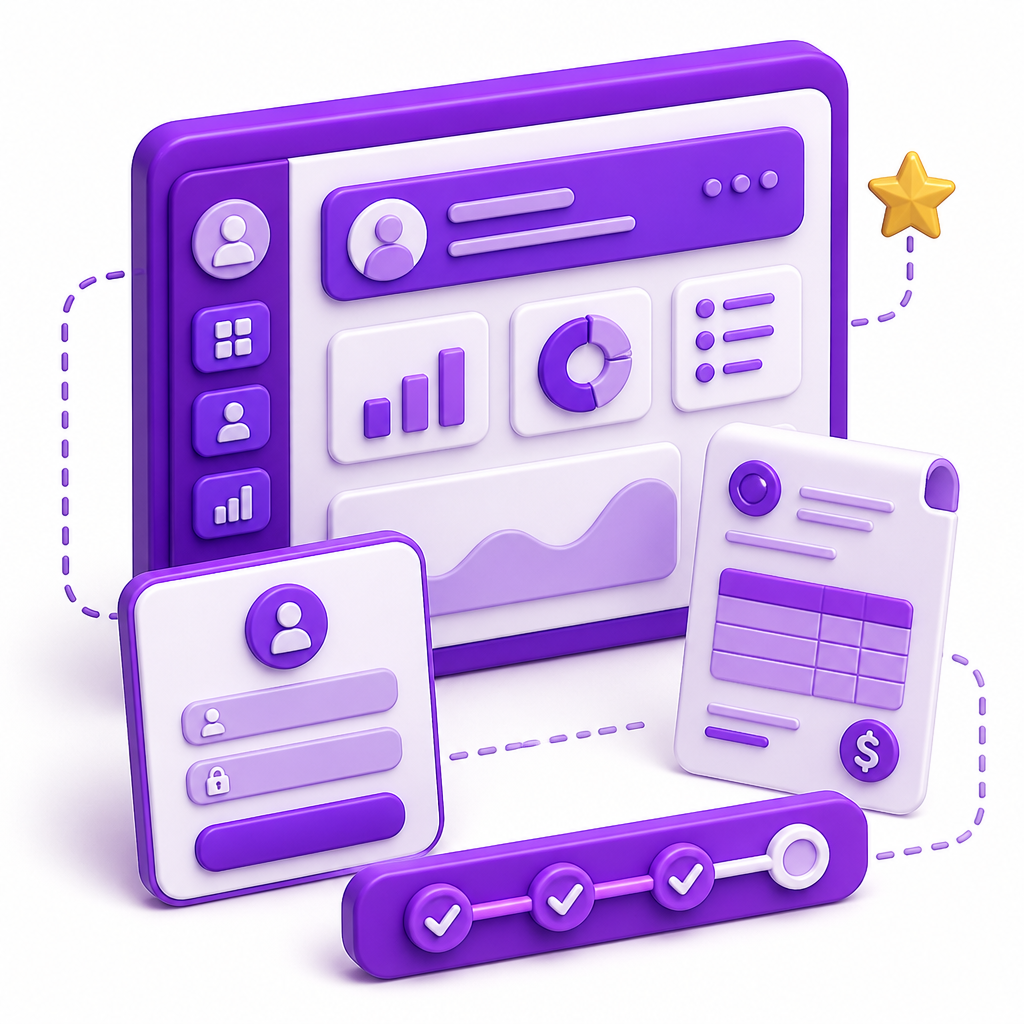 Illustration of a secure client portal dashboard